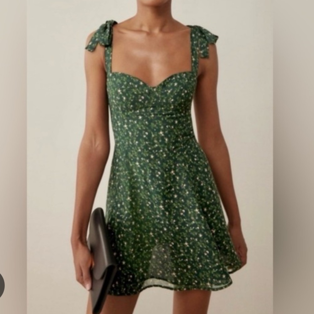 Reformation Niara Tie Straps Smocked Floral Mini Dress